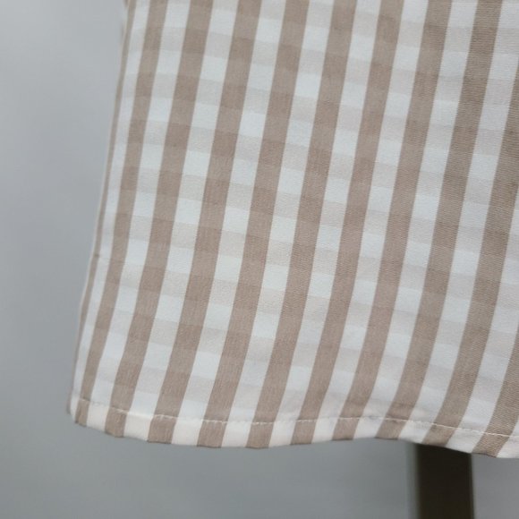 Larry Levine Brown Gingham Stripe Belted Button Up Dress Size XL - Picture 11 of 14